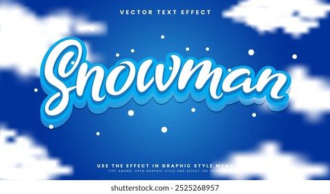 Snowman 3D editable text effect template Suitable for Winter Style