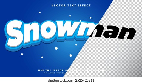 Snowman 3D editable text effect template with Transparent Background