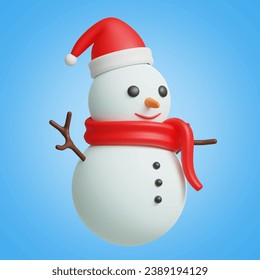snowman 3D vector icon set, on a blue background	