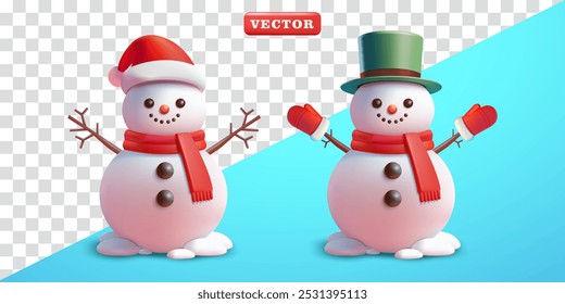 Muñeco de nieve, Vector 3D. Adecuado para eventos y Elementos de diseño