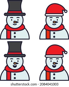 Snowman - Amazing cute figure vector set of a snowman wearing a hat character suitable for sticker, emoticon, children book, design assets, decoration, christmas, and illustration in general
