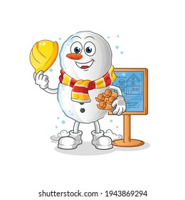 Snowman Architect illustration. character vector