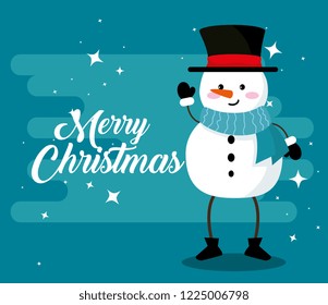 snowman with arms and legs to merry christmas