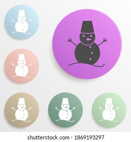snowman badge color set. Simple glyph, flat vector of web icons for ui and ux, website or mobile application