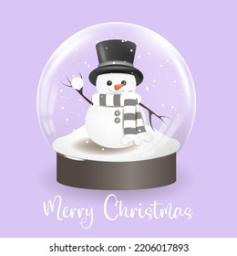 Snowman in a balloon 3d vector illustration