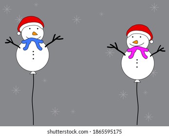 Snowman balloon on gray background