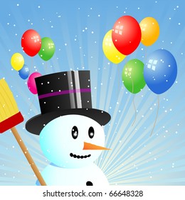 Snowman and balloons