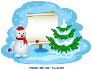 snowman with banner