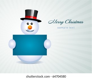 Snowman with banner christmas vector background