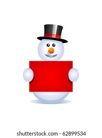 Snowman with banner. Eps 10