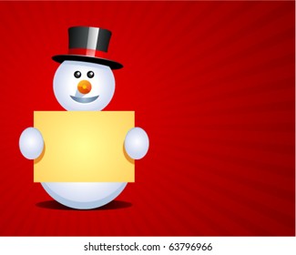 Snowman with banner vector background