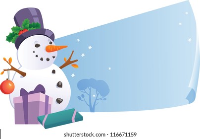 Snowman with banners