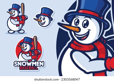 Snowman Baseball Mascot Stock Illustration Vector