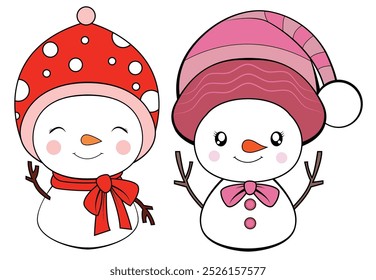 Snowman Beauty and Cute Illustration Vector for christmas edition