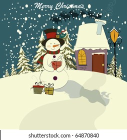 snowman and the bird