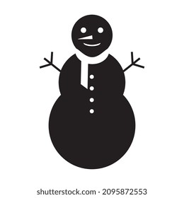 Snowman Black vector icon sobre fondo blanco