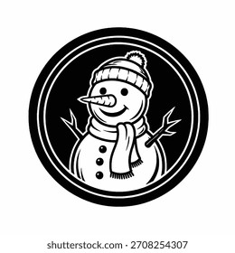 Schneemann, schwarz-weißes Symbol
