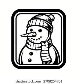 Icono blanco y negro del muñeco de nieve