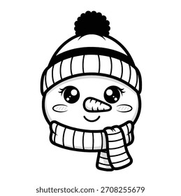Snowman black and white icon