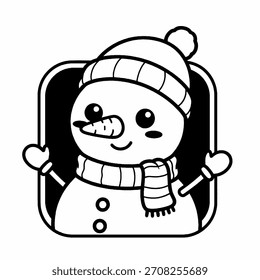 Icono blanco y negro del muñeco de nieve
