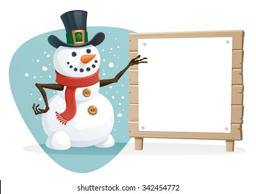 Snowman with blank sign