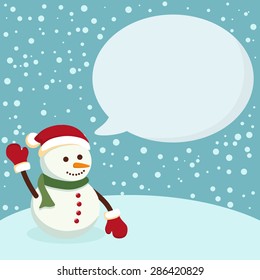 Snowman Blue Notes. Christmas greeting card notes with Snowman in blue winter background.
