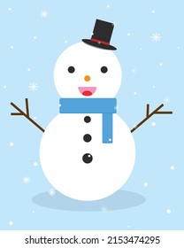 Snowman With Blue Scarf In The Winter