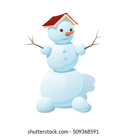 snowman with a book on the head, on a white background