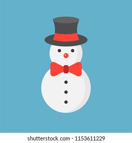 snowman and bow tie, flat icon, Christmas theme set