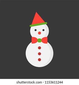snowman and bow tie, flat icon, Christmas theme set