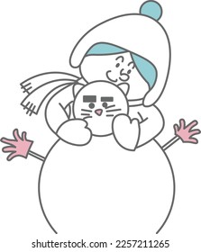 snowman boy cute winter snow