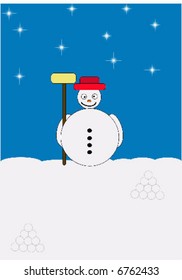 snowman with broom