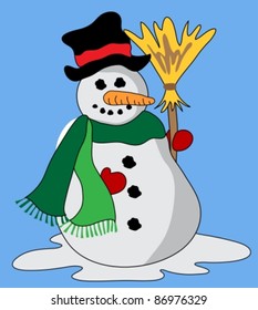 Snowman with broom