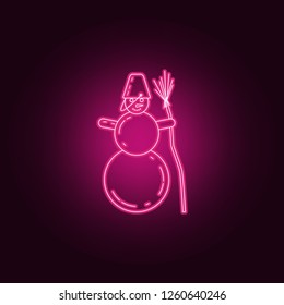 snowman with a broom icon. Winter icons universal set for web and mobile