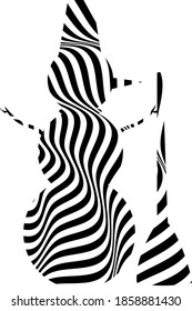 Snowman with a broom optical illusion patterns in the style of op art on a white background concept of winter and holidays