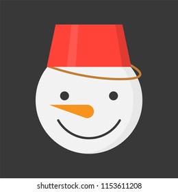 snowman and bucket flat icon, Christmas theme set