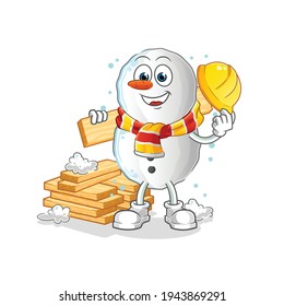 Snowman builder vector. cartoon character