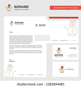 Snowman Business Letterhead, Envelope and visiting Card Design vector template