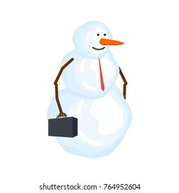 Snowman Businessman. Winter boss. Snow manager. Vector illustration
