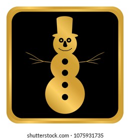Snowman button on white background. Vector illustration.