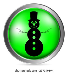 Snowman button on white background. Vector illustration.