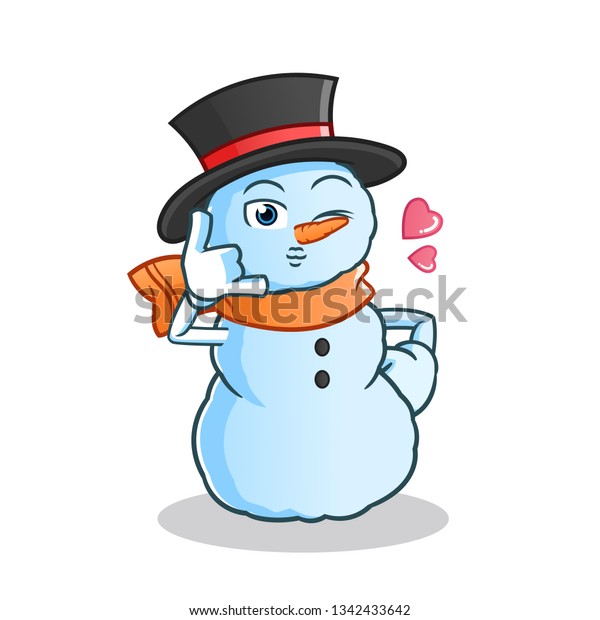 Snowman Call Me Baby Mascot Vector Stock Vector Royalty Free