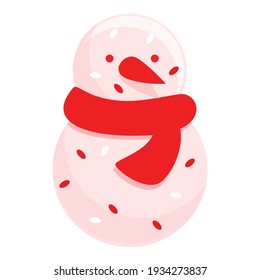 Icono de caramelo de hombre de nieve. Caricatura del icono del vector del caramelo de nieve para el diseño web aislado en fondo blanco