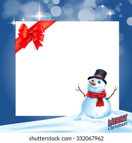 Snowman card. Christmas background