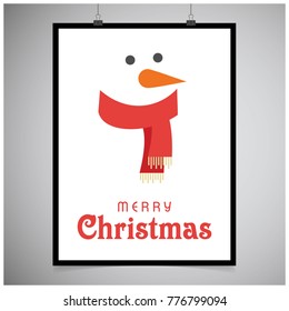 Snowman card with frame vector