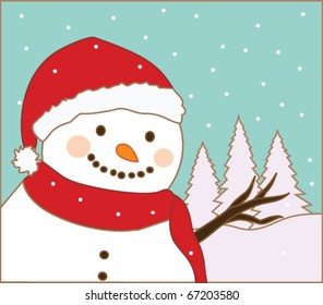 Snowman card, vector