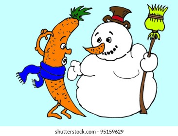 Snowman and carrot