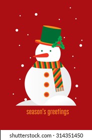Snowman cartoon character design/ Fun and cute season's greeting vector art/ Holidays icon/ Christmas elements and illustration/ Festive background/ Winter time