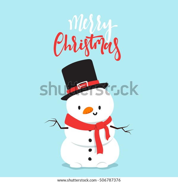 Snowman Cartoon Character Flat Style Christmas Stock Vector Royalty Free