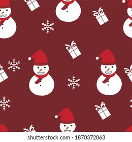 snowman cartoon character seamless pattern for background, cover and wrapping paper